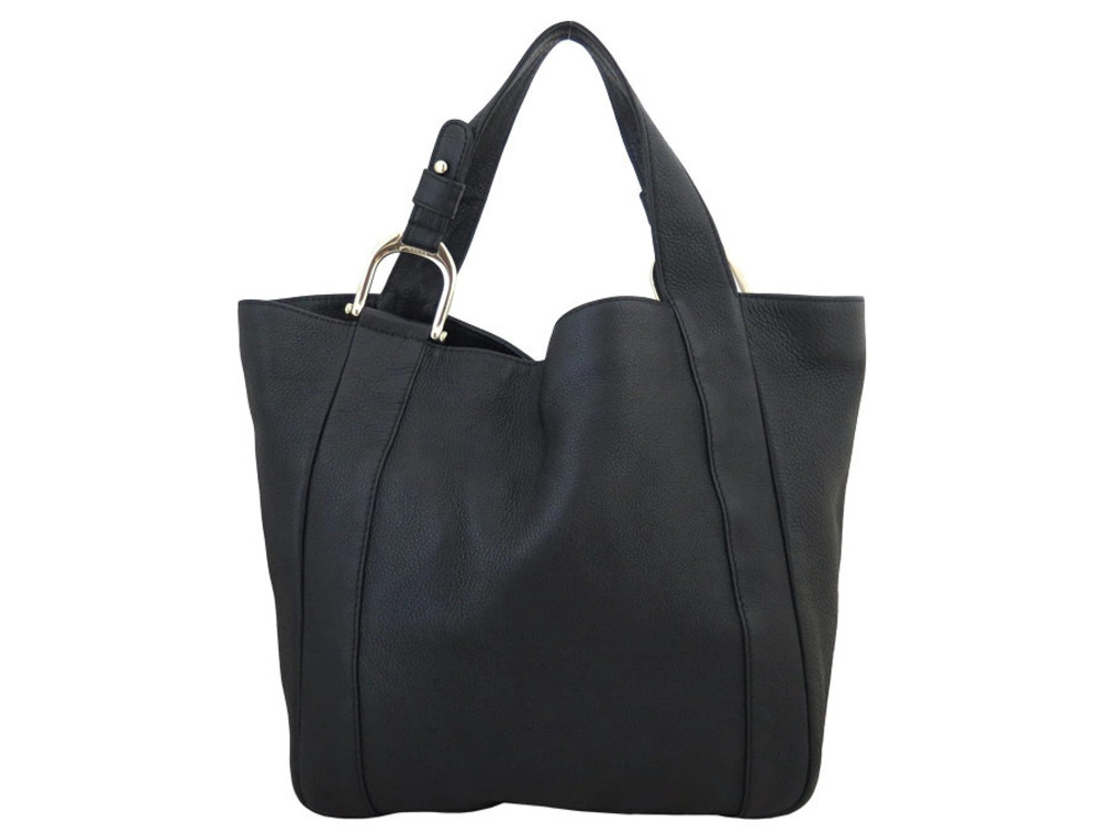 Gucci Tote Leather Shoulder Bag Gold Black